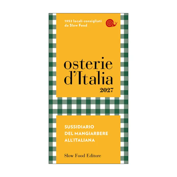 Copertina della guida Osterie d’Italia 2027 di Slow Food Editore