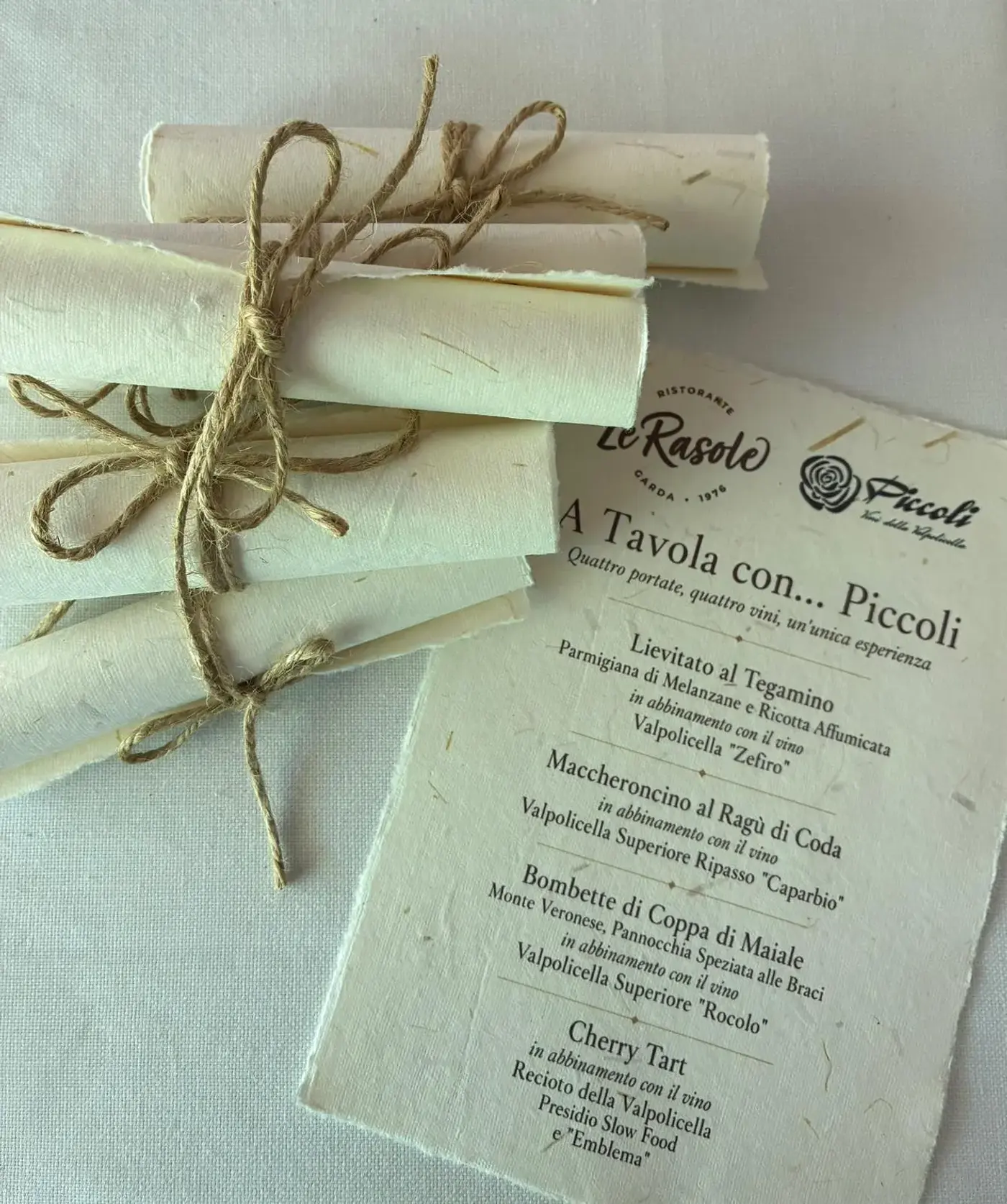 Il menu della serata A tavola con Piccoli