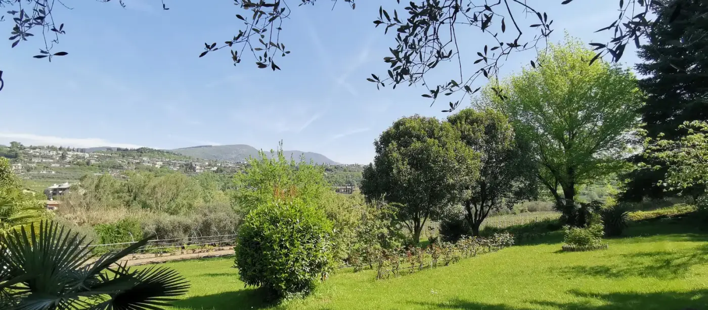 Vista verde dal giardino del Ristorante Le Rasole a Garda
