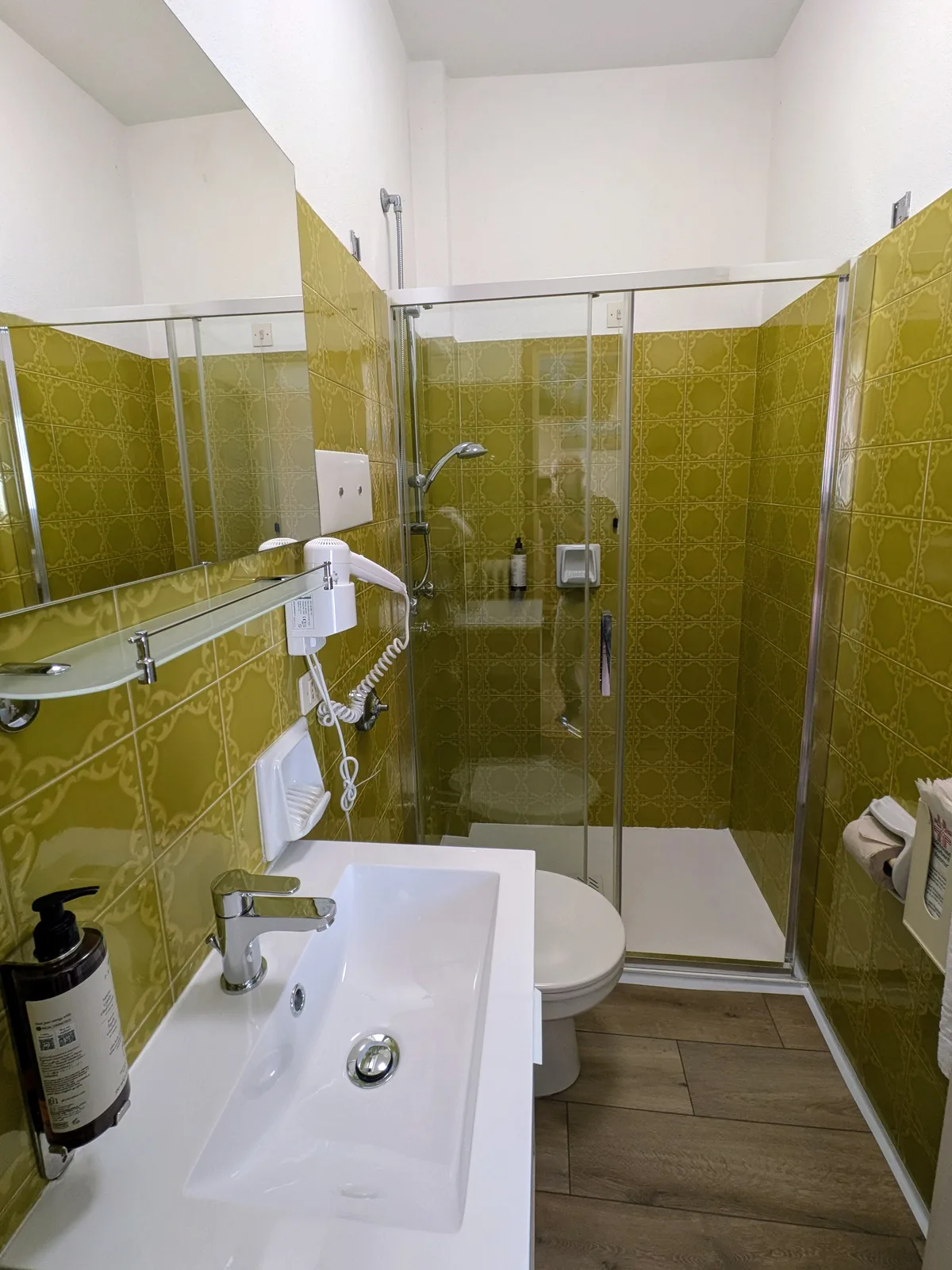 Bagno privato rinnovato con doccia della camera